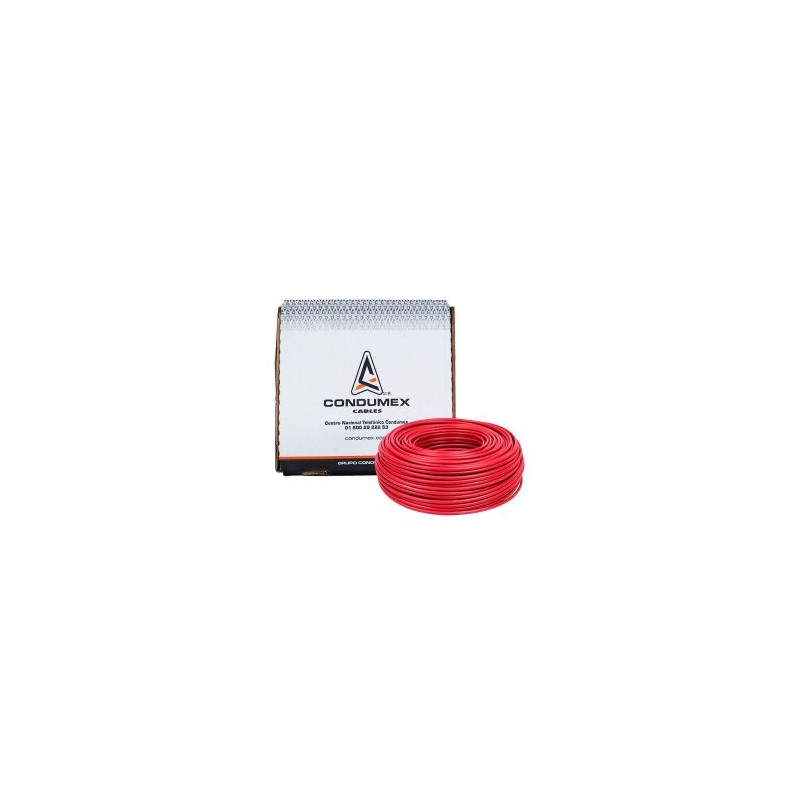 Caja de 100 M., cable rojo THW, calibre 6, 100% cobre. CTHW-6R Condumex