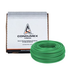 Caja de 100 M., cable verde THW, calibre 6, 100% cobre. CTHW-6V Condumex