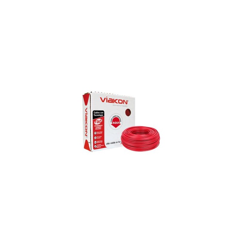 Caja 100 m Cable Eléctrico Rojo Calibre 8 100% Cobre Viakon