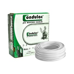 Caja de 100 M., cable blanco THW, calibre 18, 100% cobre Condulac