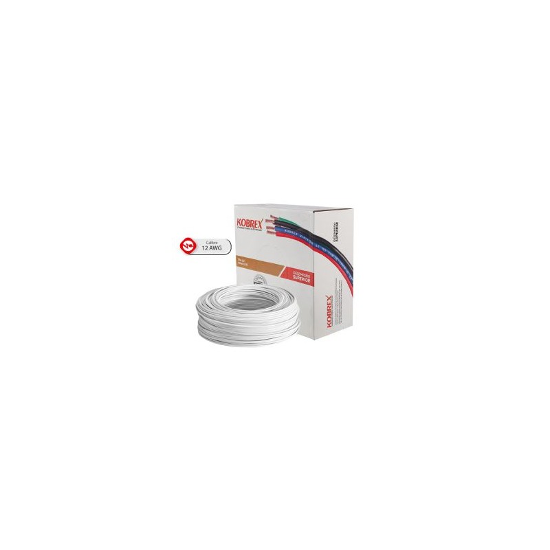 Caja 100 mts. Cable Blanco Cal. 12 Awg Kobrex Vinikob 100% Cobre