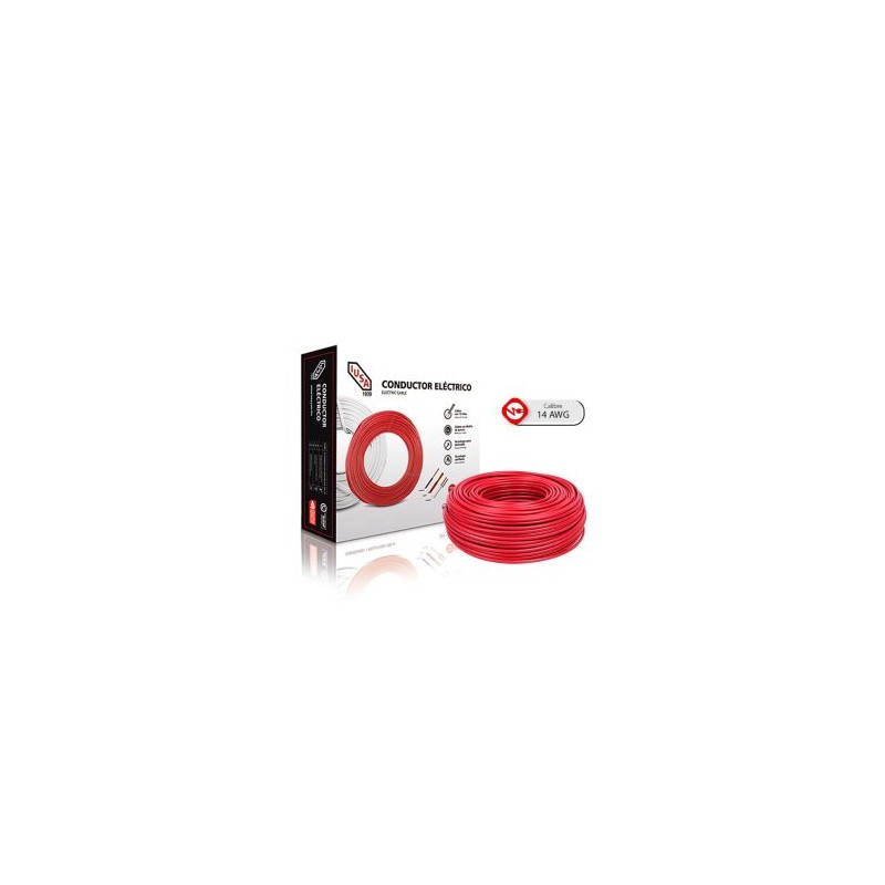 Caja 100 Mts Cable Iusa Rojo Thw Cal 14 Awg 100%cobre